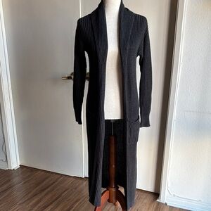 Black/Charcoal grey long knit wrap cardigan Size Small